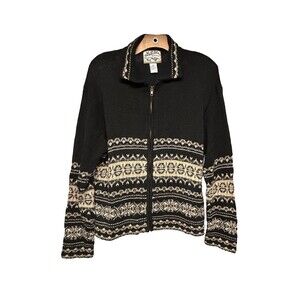 VTG Heirloom Collectibles Women's XL Geometric Knit Cardigan Zip Up Grandmacore